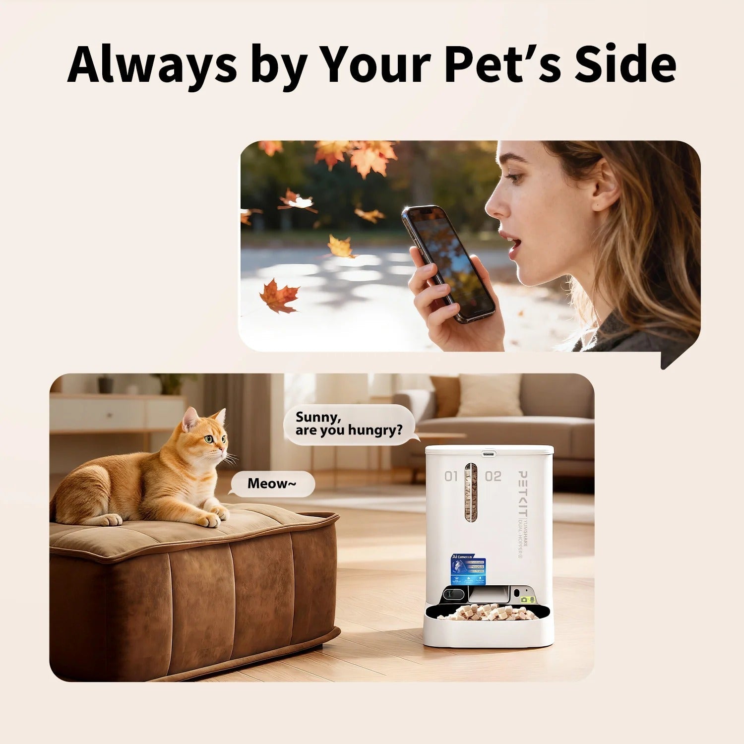 Comedero automático doble YumShare 2 con cámara